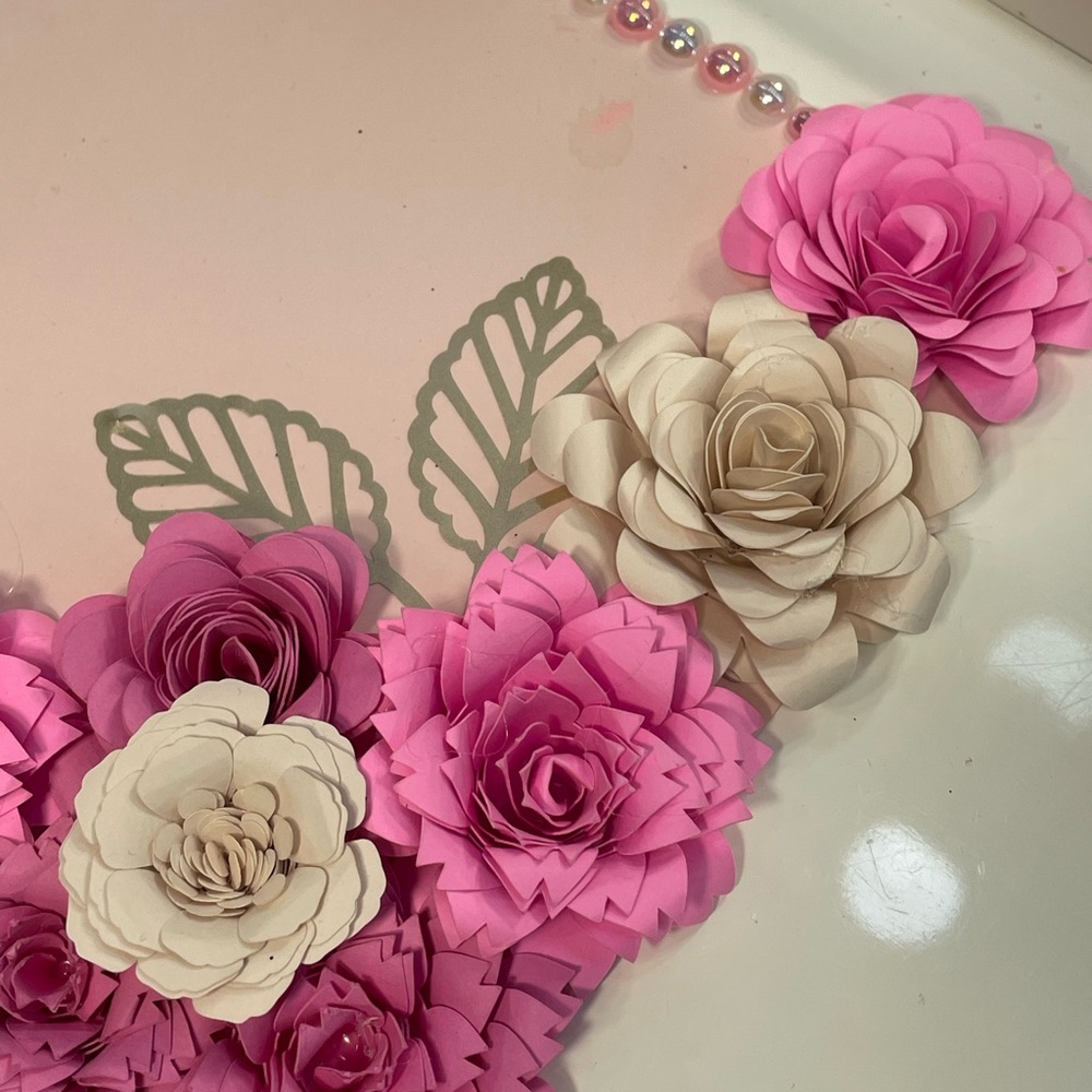 Graduation Cap Topper-Floral Pink and Cream - Picture 2 of 7